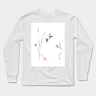 Social Distancing  ~  sumi-e ladybug bamboo ink brush pen painting Long Sleeve T-Shirt